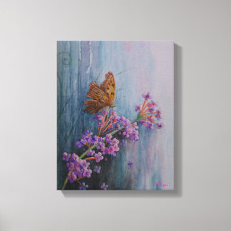 Aquarel Bloem en Vlinder Canvas Afdruk