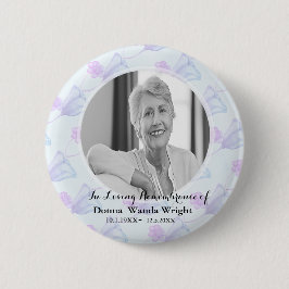 Aquarel Bloem Foto Funeral Service Ronde Button 5,7 Cm