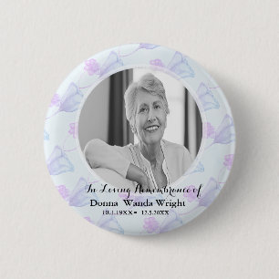 Aquarel Bloem Foto Funeral Service Ronde Button 5,7 Cm