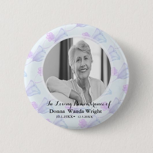 Aquarel Bloem Foto Funeral Service  Ronde Button 5,7 Cm (Voorkant)