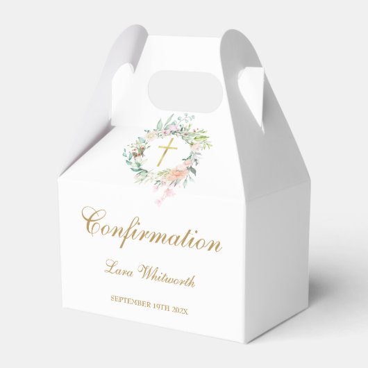 Aquarel Bloem Goud Script Bevestiging Bedankdoosjes (Voorkant Zijde)
