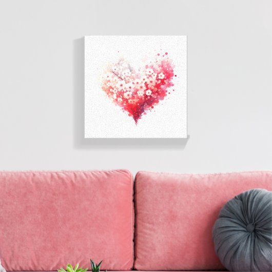 aquarel bloem hart canvas print (Insitu (Woonkamer))