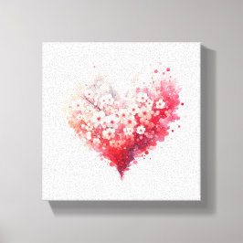 aquarel bloem hart canvas print