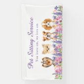 Aquarel Bloem Hondenhuisdier Zit Verzorgingsbedrij Spandoek (Verticaal)