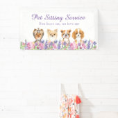 Aquarel Bloem Hondenhuisdier Zit Verzorgingsbedrij Spandoek (Insitu)