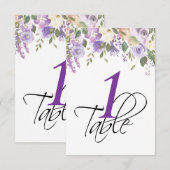 Aquarel Bloem Lavendel Trouwtafel Nummer Kaart (Voorkant / Achterkant)