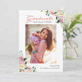 Aquarel Bloem Meisje Afgestudeerde Foto Afstudeerf Aankondiging (Staand voorkant)