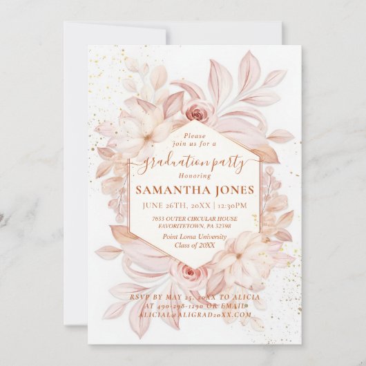 Aquarel Bloem Minimaal Pampas Afstuderen Kaart (Voorkant)