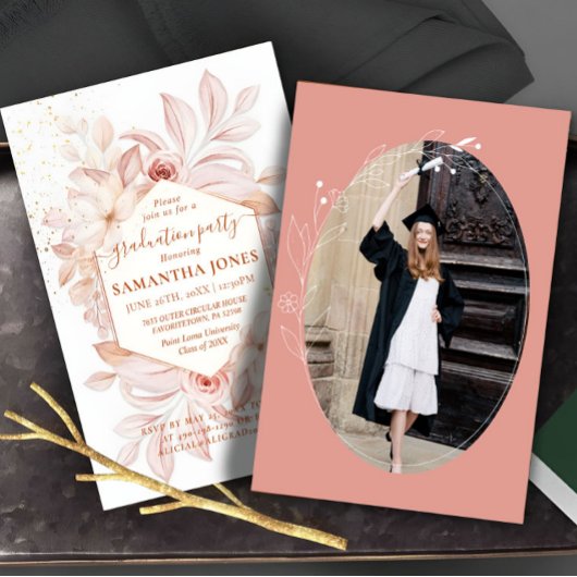 Aquarel Bloem Minimaal Pampas Afstuderen Kaart