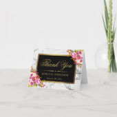 Aquarel Bloem Motief Gouden Lijst Marmer Bedankkaa Bedankkaart (Voorkant)