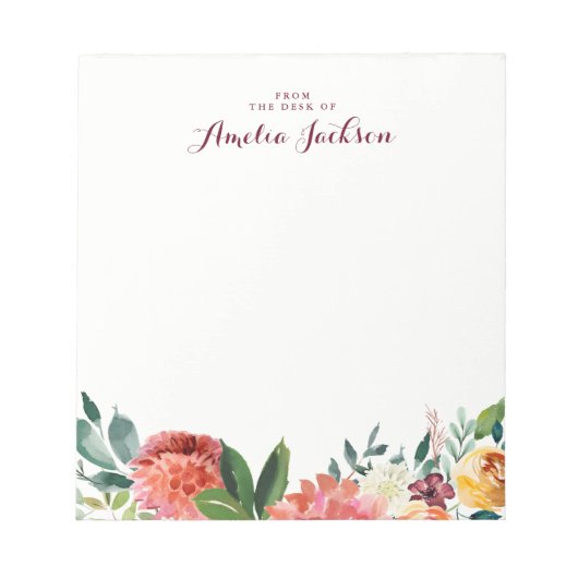 Aquarel Bloem Motief Persoonlijke Notitieboekje Sc Notitieblok (Voorkant)