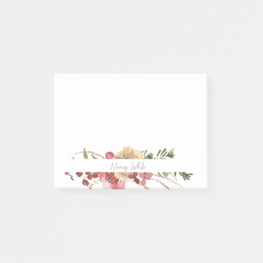 Aquarel bloem persoonlijk post-it® notes (Voorkant)