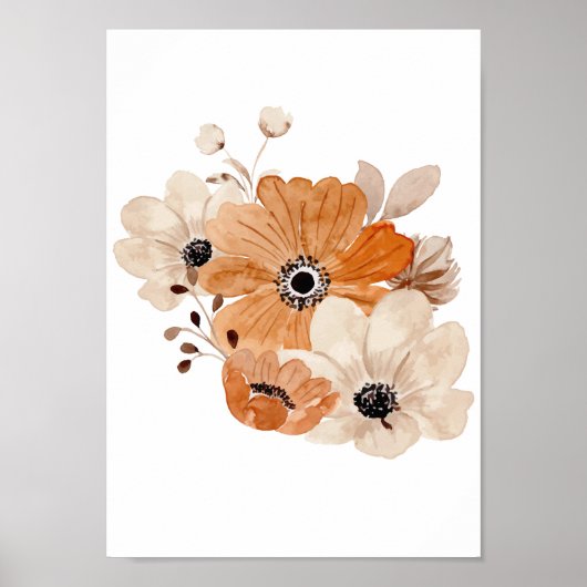 Aquarel Bloem Poster Natuur Kinderkamer Print (Voorkant)