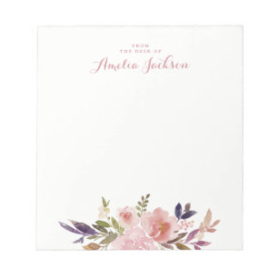 Aquarel Bloem Roze Persoonlijke Briefpapier Notitieblok