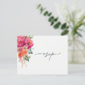 Aquarel Bloem RSVP-reactie Aankondigingskaart (Staand voorkant)