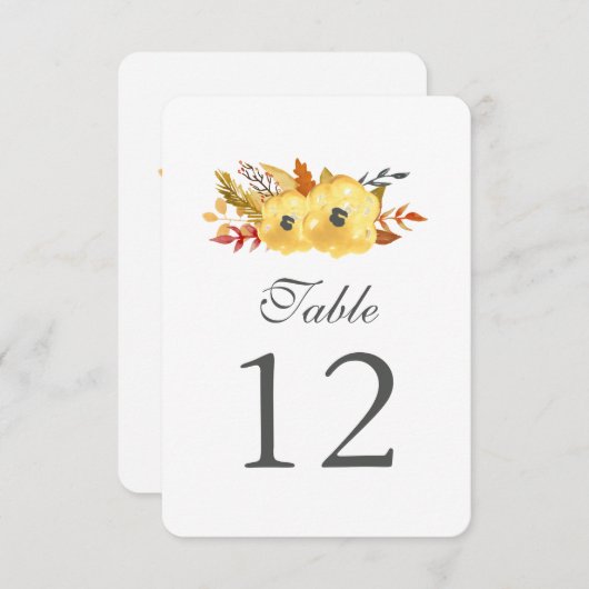 Aquarel Bloem Tafel Nummer Kaarten (Voorkant / Achterkant)