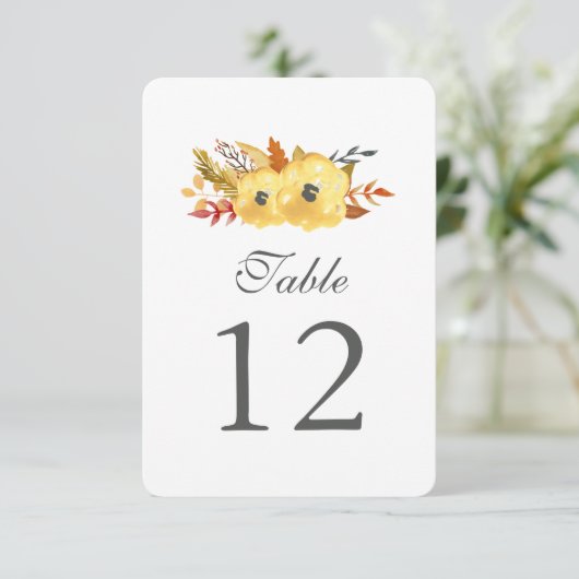 Aquarel Bloem Tafel Nummer Kaarten (Staand voorkant)