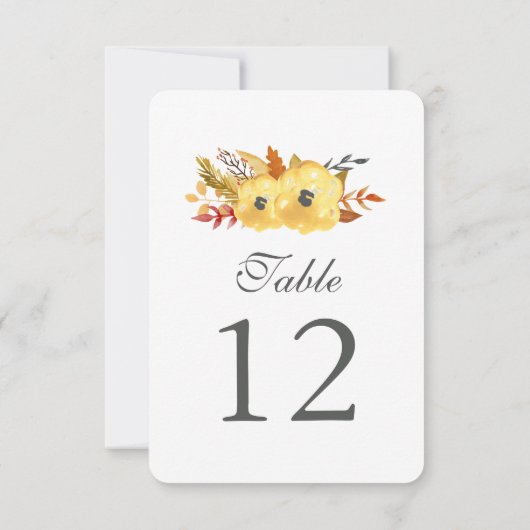 Aquarel Bloem Tafel Nummer Kaarten (Achterkant)