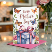 Aquarel Bloem Vlinder Moederdag Kaart