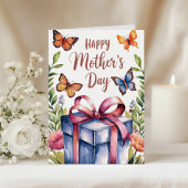 Aquarel Bloem Vlinder Moederdag Kaart