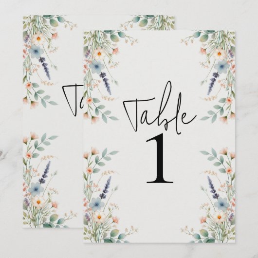 Aquarel Bloem Wildbloem Lente Tafelnummer (Voorkant / Achterkant)