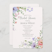 Aquarel Bloemachtige Bruiloft Uitnodiging (Voorkant / Achterkant)