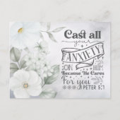 Aquarel Bloemen | 1 Petrus 5:7 Bijbelvers Briefkaart (Voorkant)