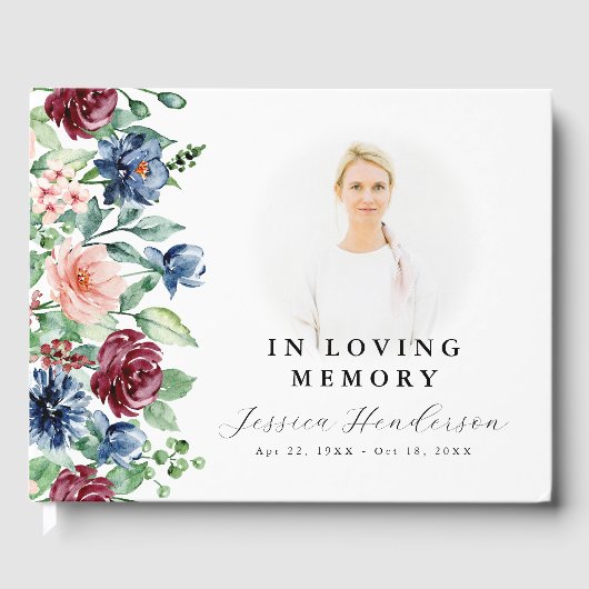 Aquarel Bloemen Aandenken Ter Herinnering Met Lief Gastenboek (Voorkant)