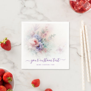 Aquarel Bloemen Aangepaste Calligrafie Script Teks Servet