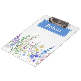 Aquarel Bloemen Aangepaste Naam Klembord Ontwerp