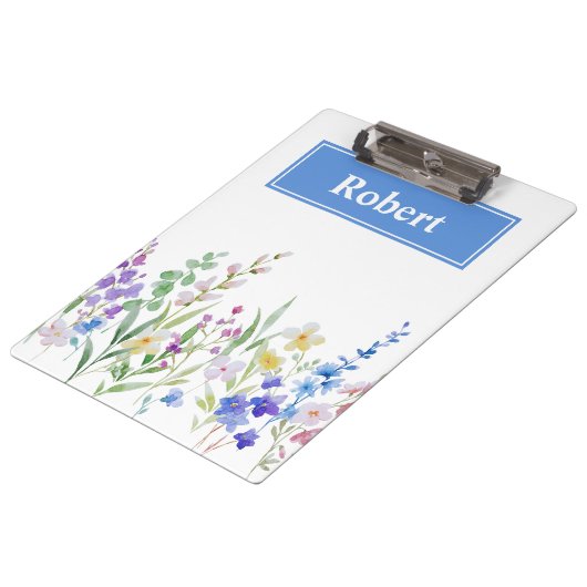 Aquarel Bloemen Aangepaste Naam Klembord Ontwerp (Gekanteld)