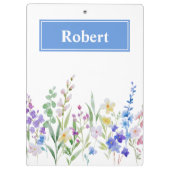 Aquarel Bloemen Aangepaste Naam Klembord Ontwerp (Achterkant)
