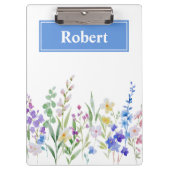 Aquarel Bloemen Aangepaste Naam Klembord Ontwerp (Voorkant)