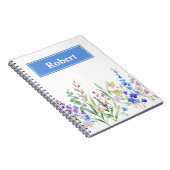Aquarel Bloemen Aangepaste Naam Notitieboek Ontwer (Rechterzijde)