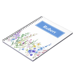 Aquarel Bloemen Aangepaste Naam Notitieboek Ontwer