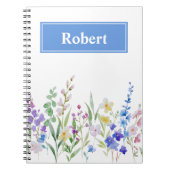 Aquarel Bloemen Aangepaste Naam Notitieboek Ontwer (Voorkant)