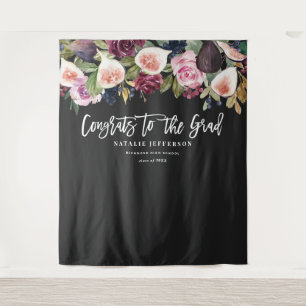 Aquarel bloemen afstudeercongratulatiebanner wandkleed