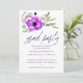 Aquarel bloemen afstudeerfeest uitnodiging (Staand voorkant)