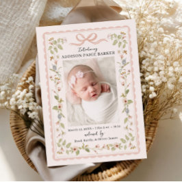 Aquarel Bloemen Baby Aankondiging