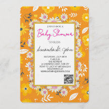 Aquarel Bloemen Baby Shower Uitnodiging