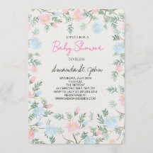 Aquarel Bloemen Baby Shower Uitnodiging