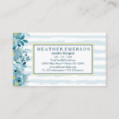 Aquarel Bloemen | Blauwe hydrangeas en geel Visitekaartje (Achterkant)