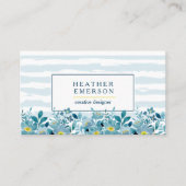 Aquarel Bloemen | Blauwe hydrangeas en geel Visitekaartje (Voorkant)