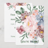 Aquarel Bloemen Bloem Feest Uitnodiging (Voorkant / Achterkant)