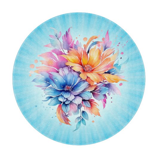 Aquarel Bloemen Bloem Ontwerp-24683 Snijplank (Voorkant)