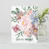 Aquarel Bloemen Bloem Party Uitnodiging (Staand voorkant)