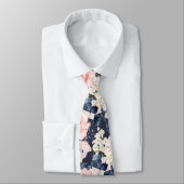 Aquarel Bloemen Blush Navy Rozen DIY Achtergrond Stropdas (Gebonden)