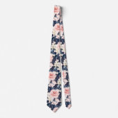 Aquarel Bloemen Blush Navy Rozen DIY Achtergrond Stropdas (Voorkant)