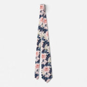 Aquarel Bloemen Blush Navy Rozen DIY Achtergrond Stropdas (Achterkant)