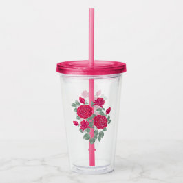 Aquarel, bloemen, boeket, rozen. acryl drinkbeker